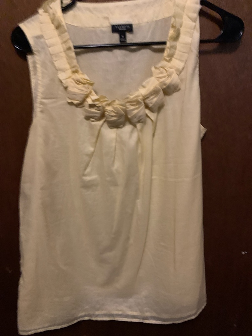 Talbots Pale Yellow Ruffle Rosette Sleeveless Camisole Top